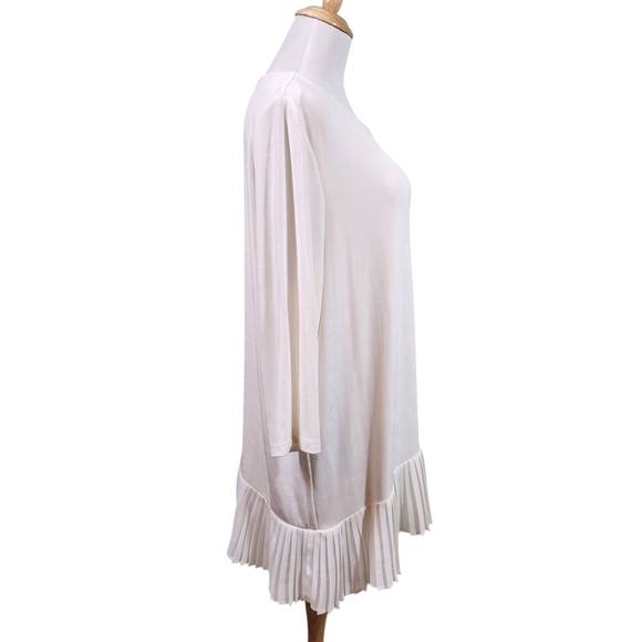 Chico's Travelers Elegant Cream Chiffon Pleated Hem Top, Sz XXL - Picture 4 of 9